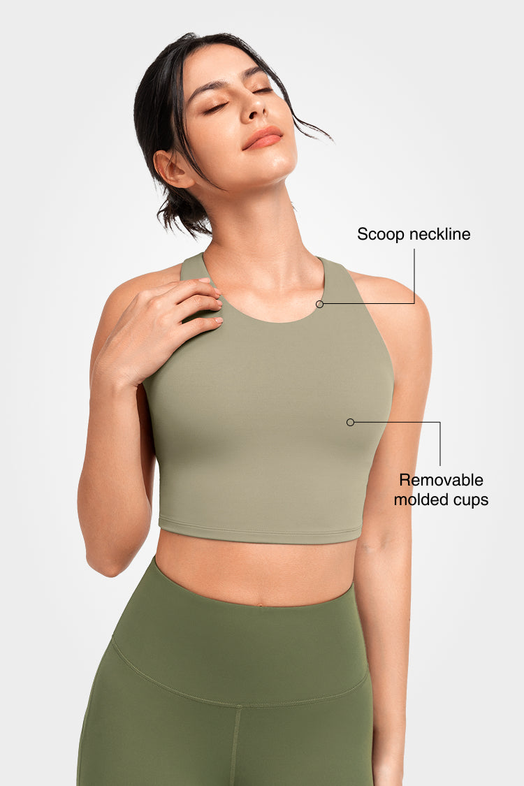 Reggiseno yoga imbottito con scollo a barchetta e spalline sottili | Reggiseno sportivo con supporto leggero da donna