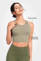 Reggiseno yoga imbottito con scollo a barchetta e spalline sottili | Reggiseno sportivo con supporto leggero da donna