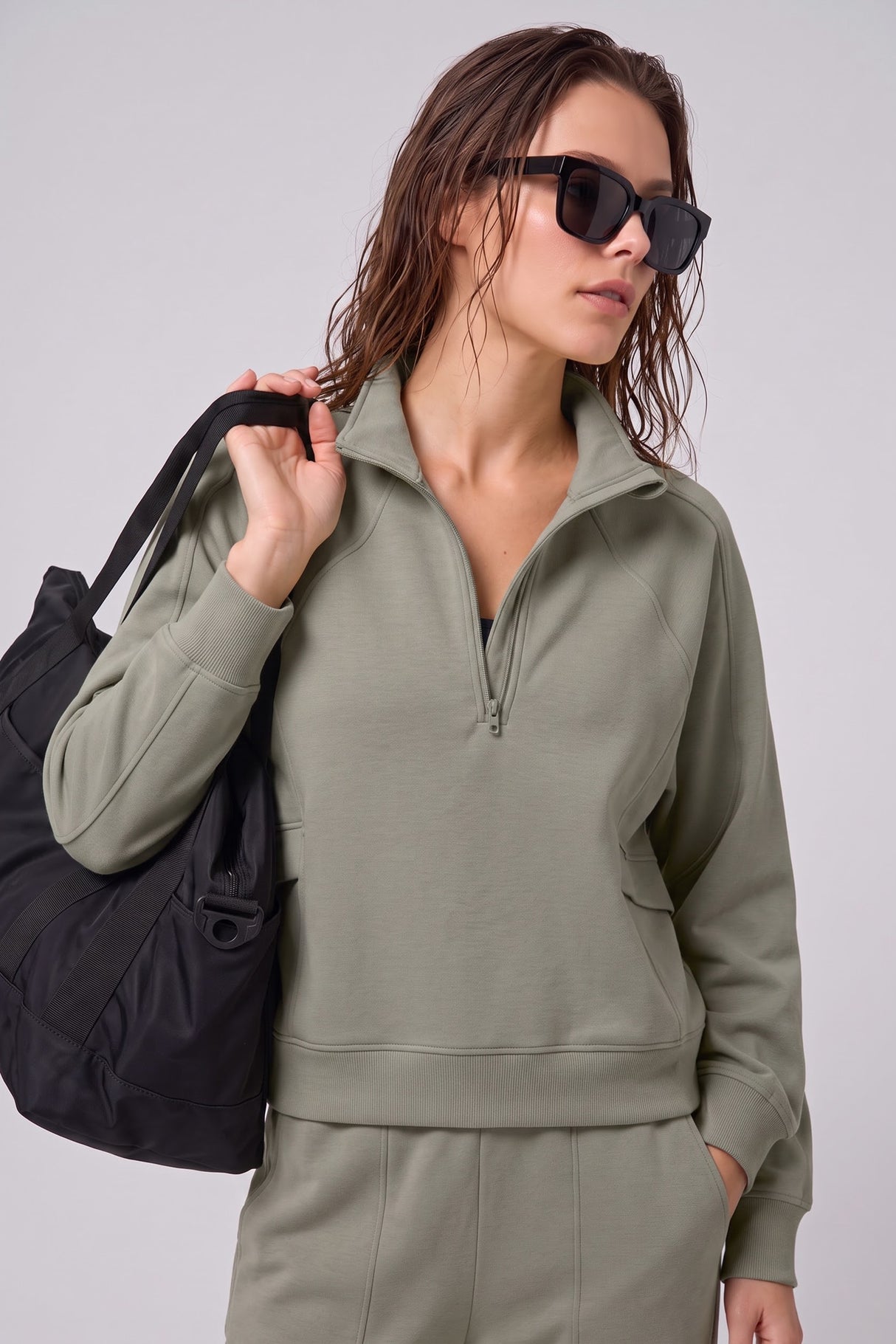 Anywhere™ Half-Zip Mock Neck Pockets Sweatshirt | Women's Sports Sweatshirt