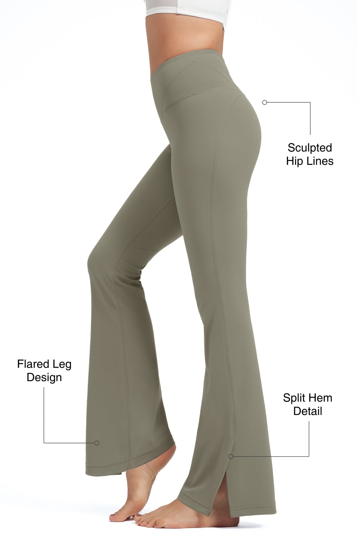 Pantalones acampanados de cintura alta con dobladillo dividido Anywhere | Pantalones de sujeción ligera para mujer