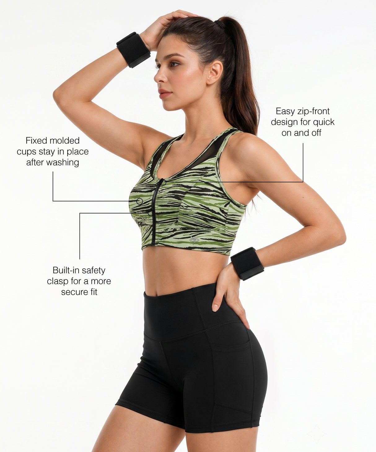 Power Zip-Front Secure High-Support Breathable Training Bra | High-Impact Support Best For Running, HIIT & Training