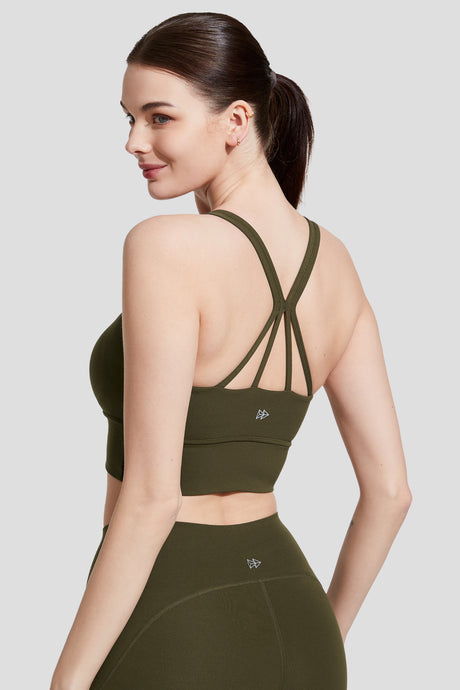 Shift™ Longline Mesh Strappy Padded Yoga Bra | Women's Light Support Sports Bra