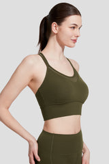 Shift™ Longline Mesh Strappy Padded Yoga Bra | Women's Light Support Sports Bra