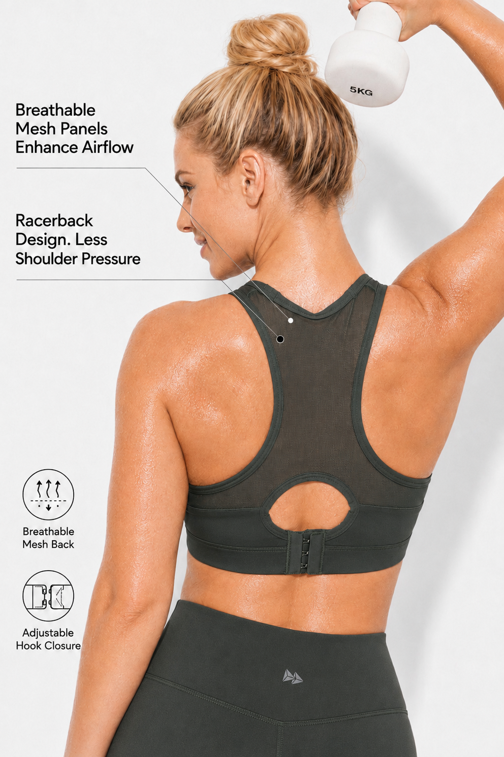 Shift™ Racerback Breathable Full-Coverage Running Bra | Women's High Support Sports Bra