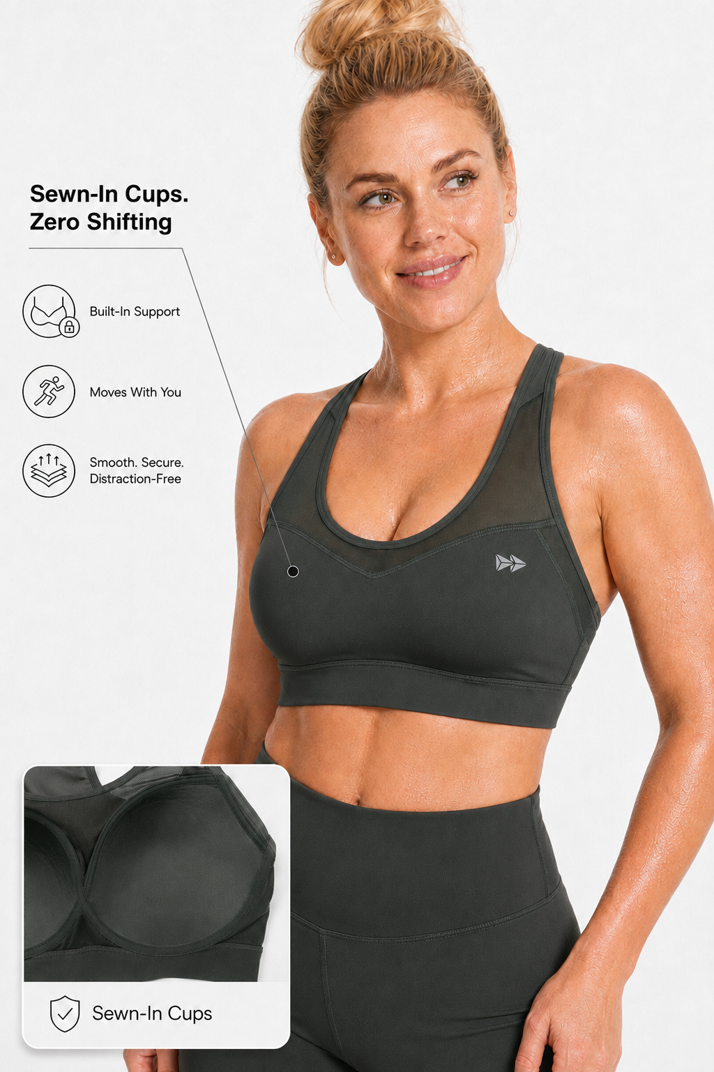 Shift™ Racerback Breathable Full-Coverage Running Bra | Women's High Support Sports Bra