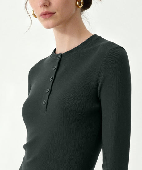 Anywhere™ Casual Half-Button Collar Long Sleeve Shirt | Women's Long Sleeve T-shirt - image 11