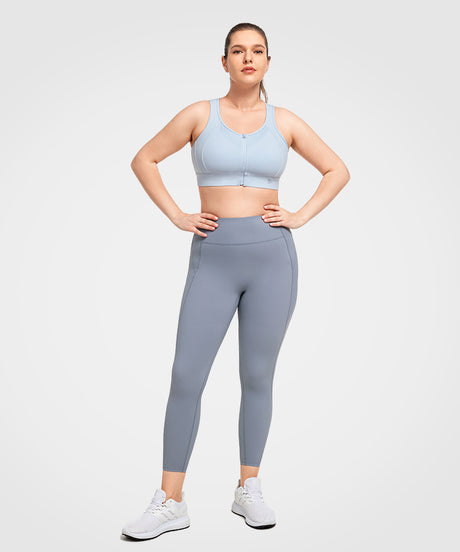 Echo Jacquard Mesh Zip Front Padded Running Bra | Women's High Support Sports Bra