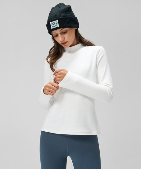 Anywhere Cozy Stretch Mock Neck Long Sleeve Tee | Women's Long Sleeve T-shirt