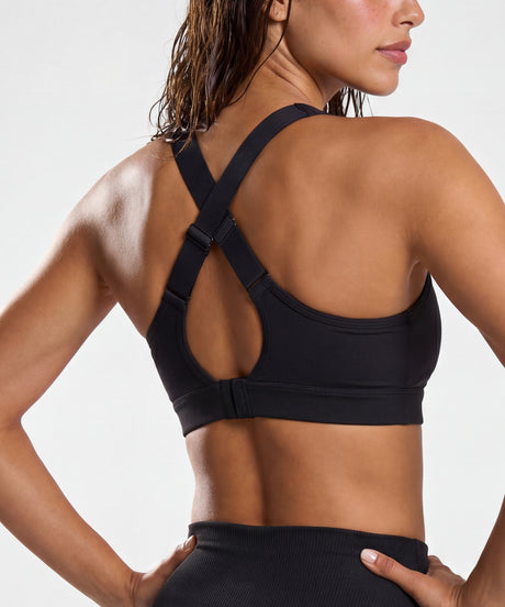 Power V-Neck Cross Back Padded Running Bra | Women's High Support Sports Bra