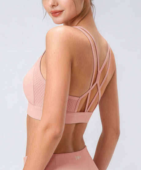 Anywhere Removable Push up Cups Yoga Bra V-Neck Double Straps | Women's Light Support Sports Bra