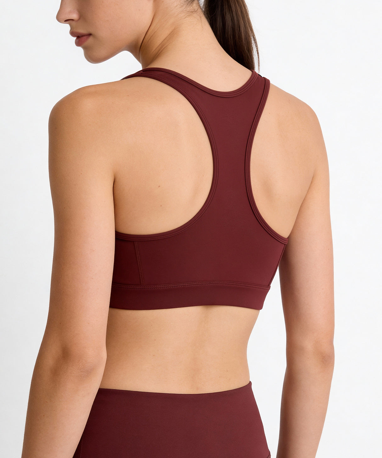 Shift Front Zip Sewn-in Pads Racerback Running Bra | Women's High Support Sports Bra