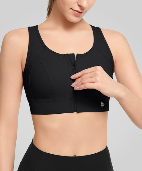 Power 3D Dividing Lines Zip Front Running Bra | Women's High Support Sports Bra