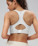 Shift Ribbed Sewn-in Pads Racerback Running Bra | Women's High Support Sports Bra