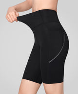 Echo Stretchy High Waist Shorts with Side Pockets 9‘’| Women's High Support Running Shorts