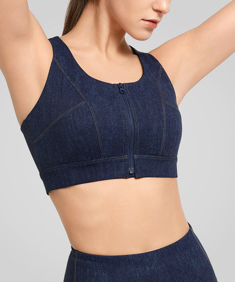 Anywhere Faux denim Fashion Running BH | Sport-BH med högt stöd för kvinnor