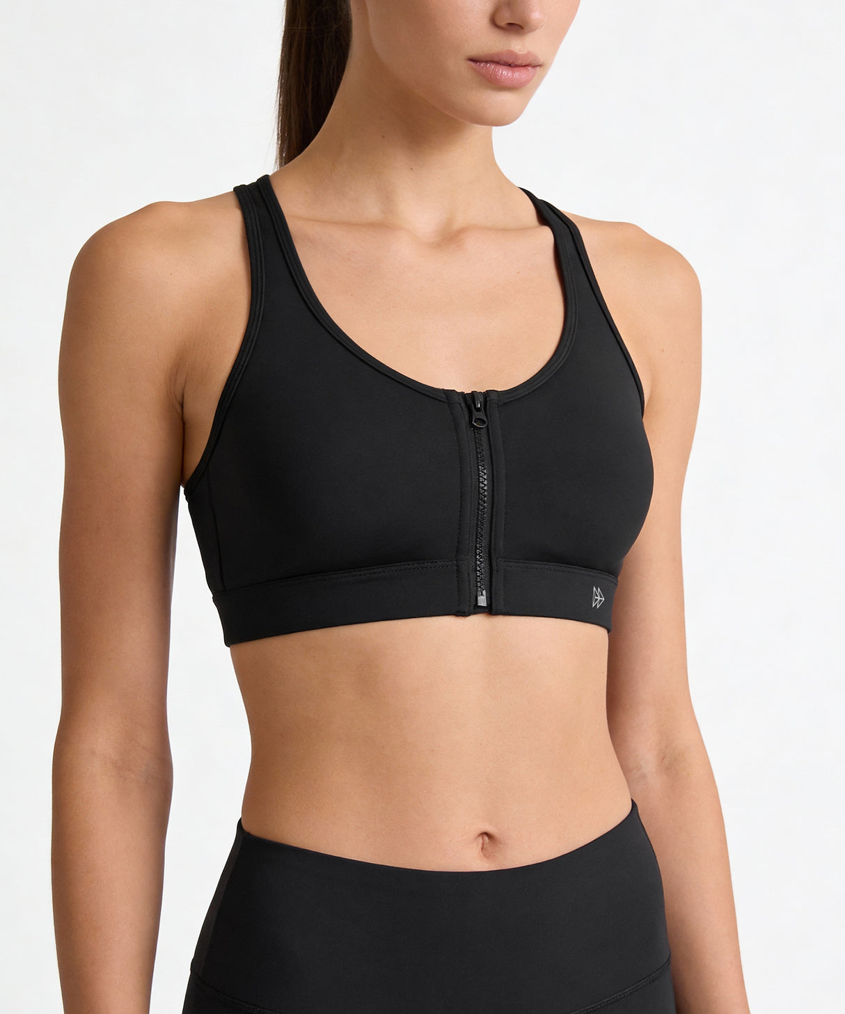 Shift Front Zip Sewn-in Pads Racerback Running Bra | Women's High Support Sports Bra
