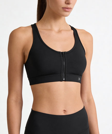 Shift Front Zip Sewn-in Pads Racerback Running Bra | Women's High Support Sports Bra