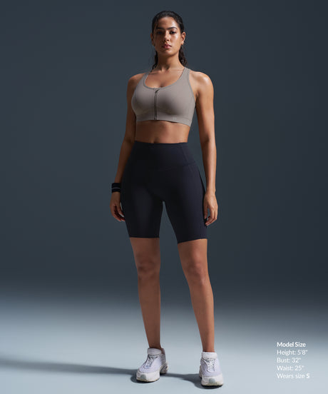 Enfold Zip Front Mesh Racerback Vadderad Löpar-BH | Sport-BH med Högt Stöd för Damer