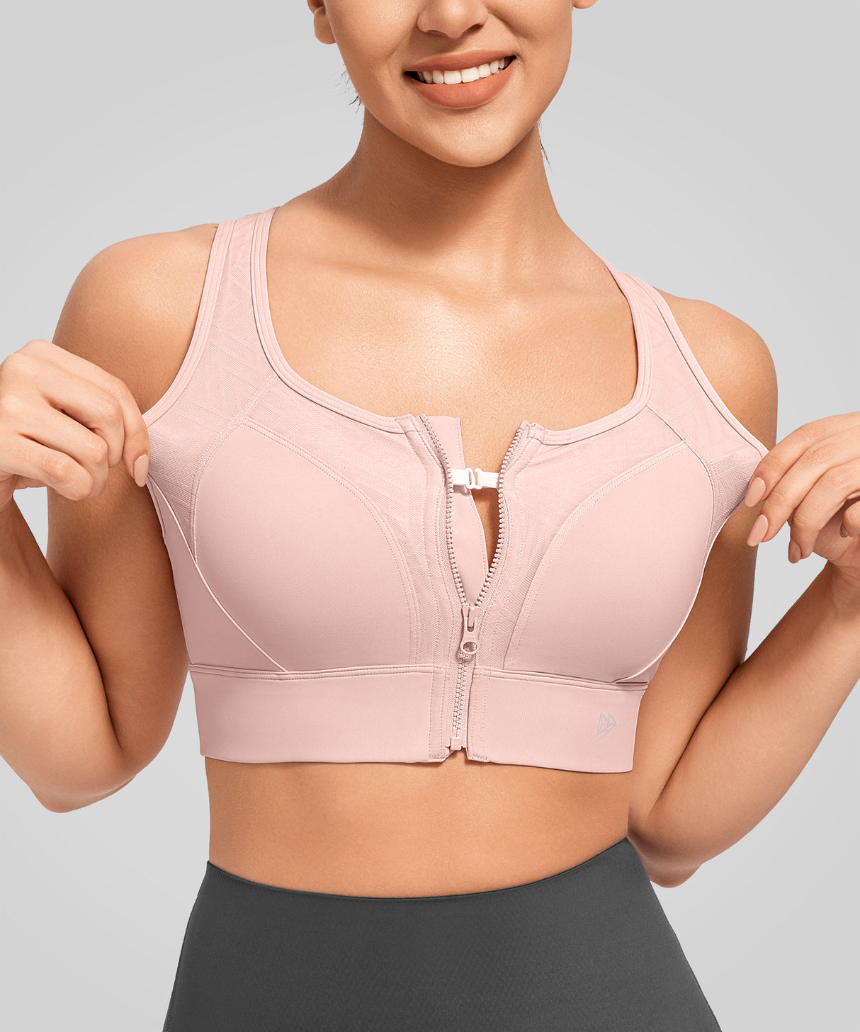 Power Zip Front Key Hole Back Sports Bra | Women's High Support Sports Bra