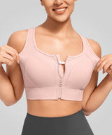 Power Zip Front Key Hole Back Sports Bra | Women's High Support Sports Bra