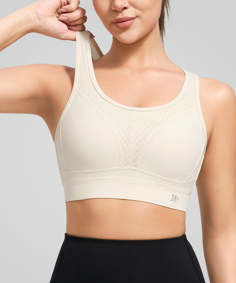 Atmungsaktiver Power Butterfly Back Mesh-Lauf-BH | Sport-BH mit starkem Halt für Damen