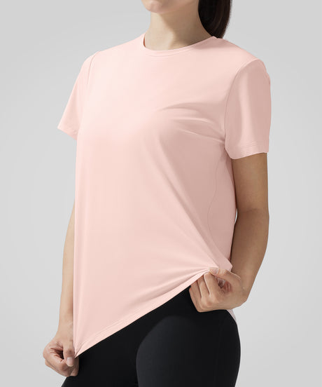 Lätt, figurnära t-shirt i enfärgad färg överallt | Kortärmad t-shirt för kvinnor