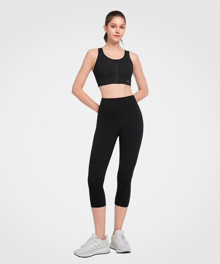 Echo Front Zip Perforated Breathable Padded Running Bra | Women's High Support Sports Bra