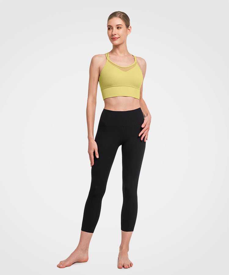 Shift Longline Mesh Strappy Padded Yoga BH | Leicht stützender Sport-BH für Damen