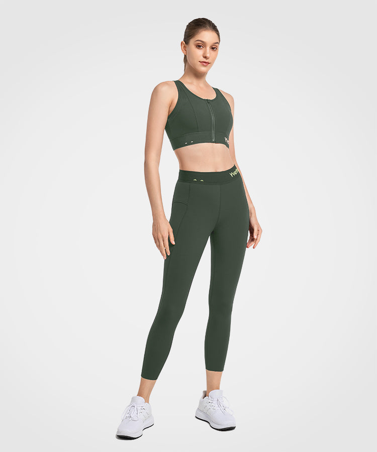 Reggiseno da corsa imbottito con zip frontale in rete e logo Echo | Reggiseno sportivo ad alto sostegno da donna