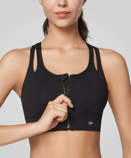 Enfold Longline Hollow Racerback Padded Running Bra | Women's High Support Sports Bra