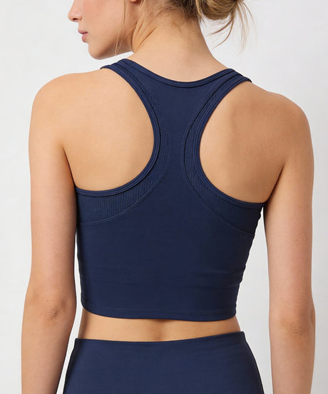 Anywhere Full-Coverage Fixed Pads Mesh Longline Yoga Bra | Women's Sports Tank