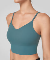Echo V-Neck Ribbed Padded Yoga Bra | Women's Light Support Sports Bra