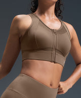 Sculpt Zip Mesh Racerback Padded Running Bra | Women's High Support Sports Bra