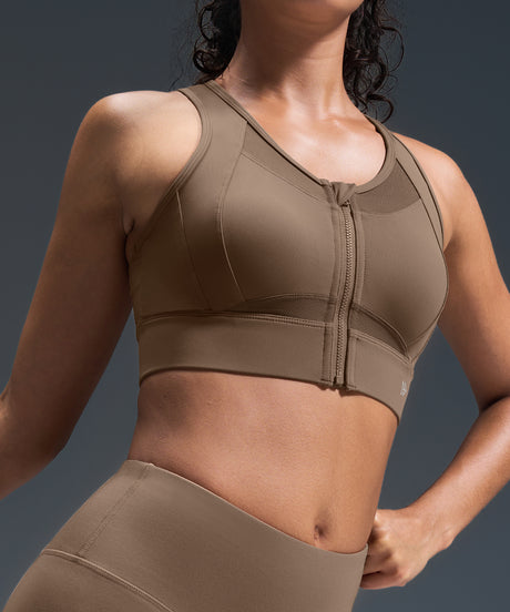 Sculpt Zip Mesh Racerback Vadderad Löpar-BH | Sport-BH med Högt Stöd för Damer