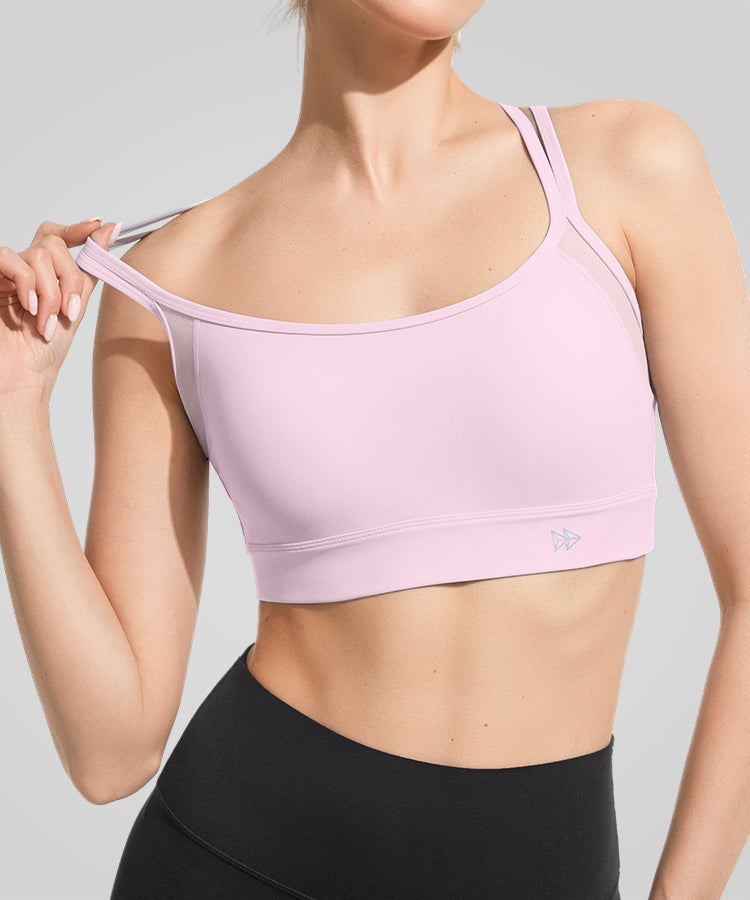 Sujetador de yoga de malla transparente con doble tirante Anywhere | Sujetador deportivo de sujeción ligera para mujer
