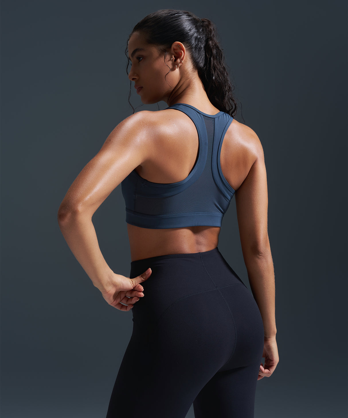 Enfold Zip Front Mesh Racerback Padded Running Bra | Women's High Support Sports Bra