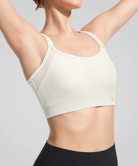 Anywhere Double Crisscross Strap Sheer Mesh Yoga Bra| Women's Light Support Sports Bra
