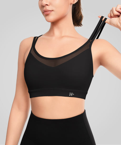 Shift Mesh Yoga Bra with Removable Pads & Dual Back Straps| Women's Light Support Sports Bra