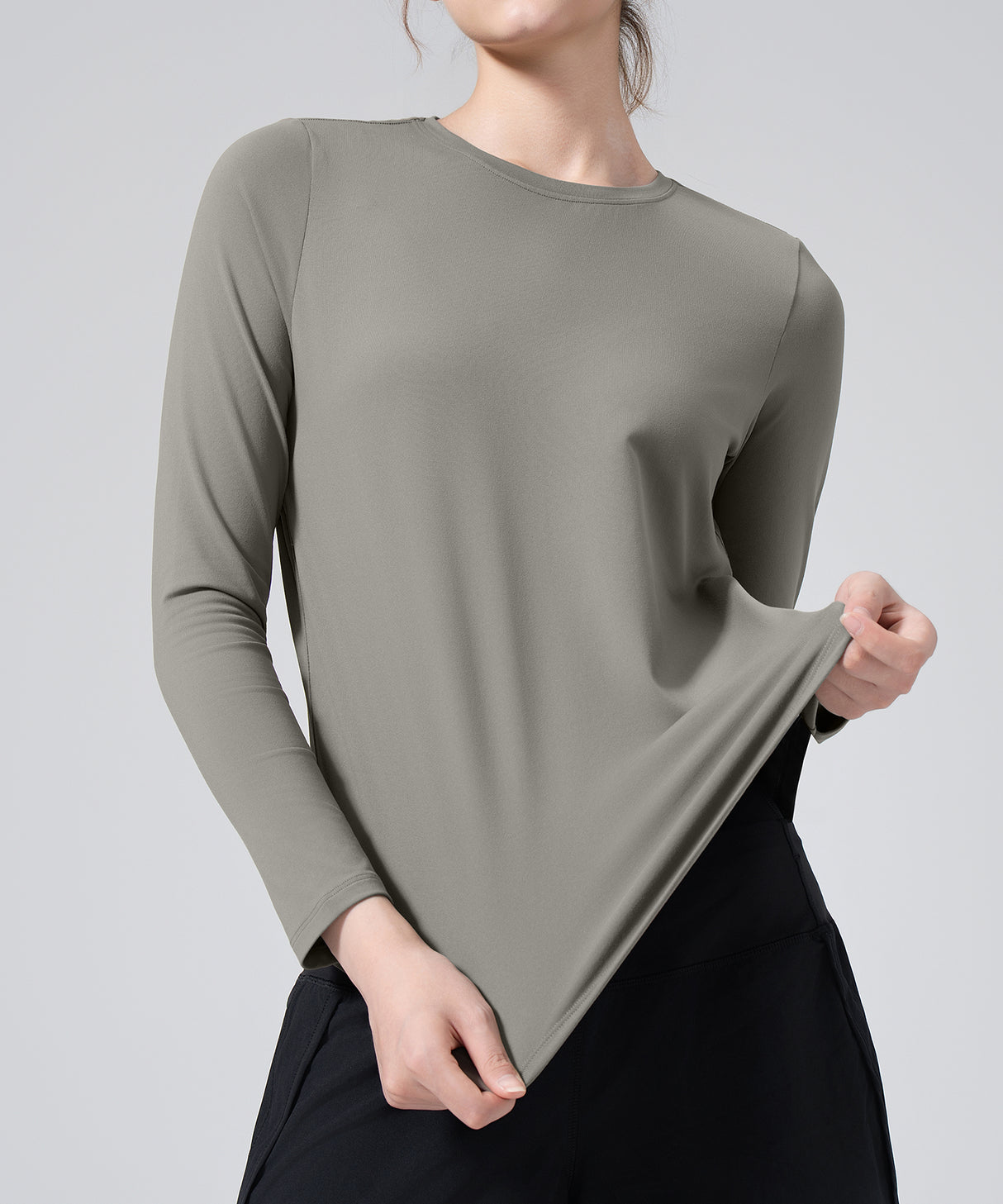 Anywhere Einfarbiges Langarmshirt | Damen Langarm T-Shirt