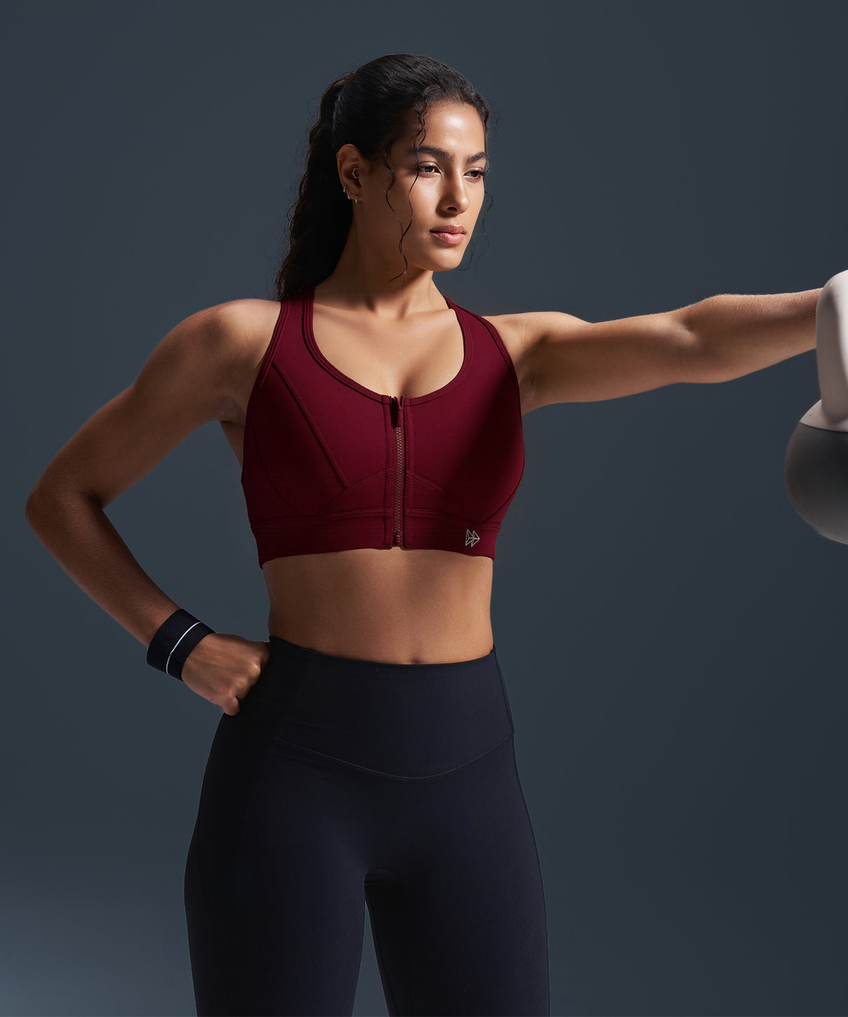 Enfold Zip Front Mesh Racerback Vadderad Löpar-BH | Sport-BH med Högt Stöd för Damer