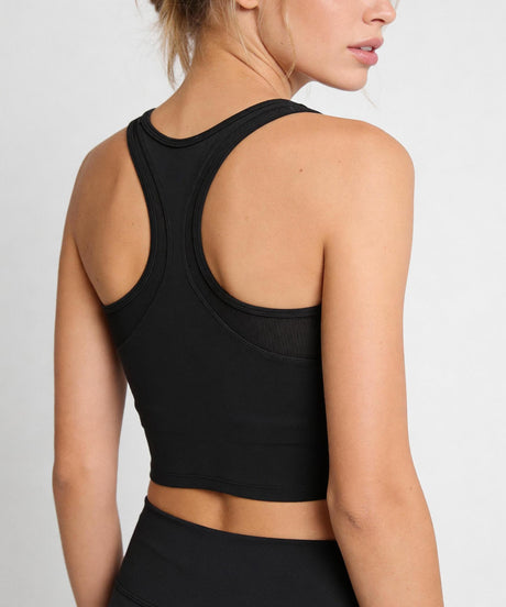 Anywhere Full-Coverage Fixed Pads Mesh Longline Yoga Bra | Women's Sports Tank