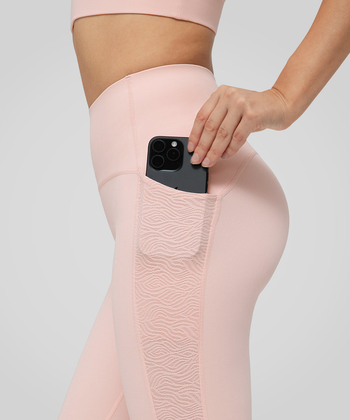 Atmungsaktive Leggings mit seitlichem Mesh-Logo-Print, 25 Zoll | Leicht stützende Leggings für Damen