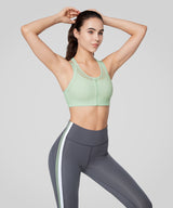 Power Zip Front Mesh Padded Running Bra | Damen Sport-BH mit starkem Halt