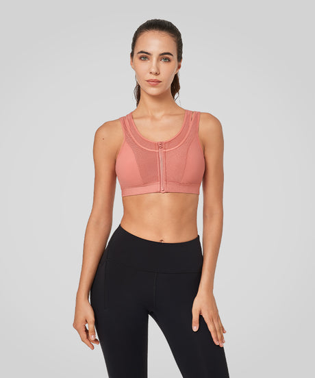 Enfold Zip Mesh Racerback Vadderad Löpar-BH | Sport-BH med Högt Stöd för Damer