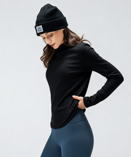 Anywhere Cozy Stretch Mock Neck Long Sleeve Tee | Women's Long Sleeve T-shirt