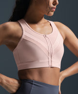 Sujetador para correr acolchado de malla con cremallera Enfold | Sujetador deportivo de alta sujeción para mujer