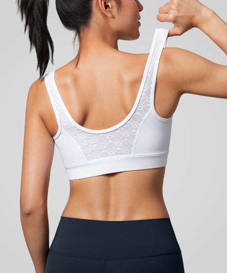 Shift Jacquard Mesh Yoga Bra with Wide Straps & Removable Pads | Women's Light Support Sports Bra
