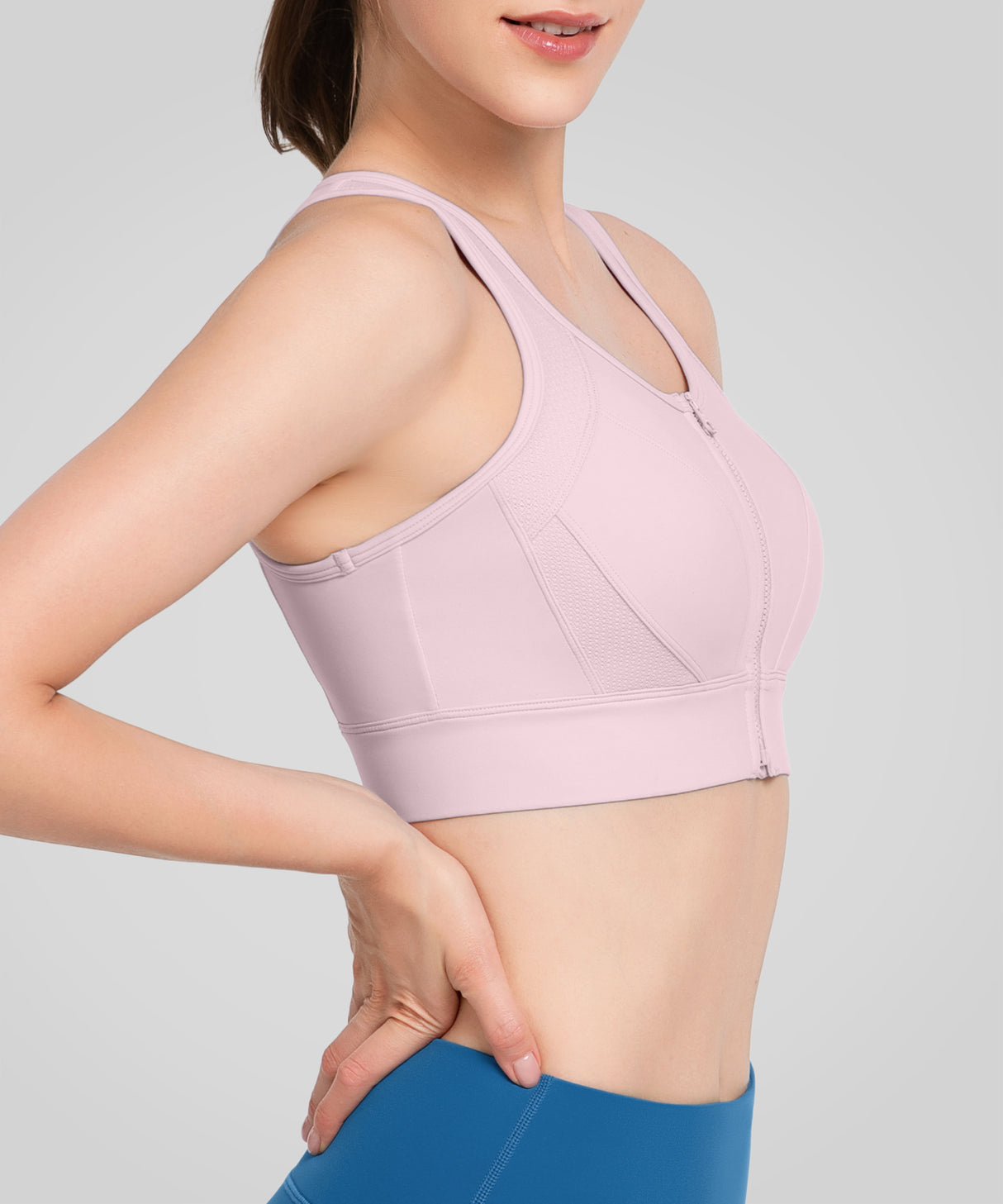 Echo Sport-BH aus Mesh mit Reißverschluss vorne und Wabenstruktur | Sport-BH mit starkem Halt für Damen