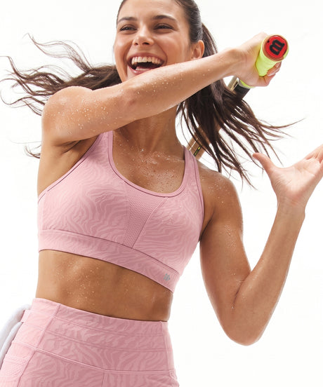 Pink Racerback Mesh Full Coverage Running Bra | High-Impact Support Best For Running, HIIT & Training