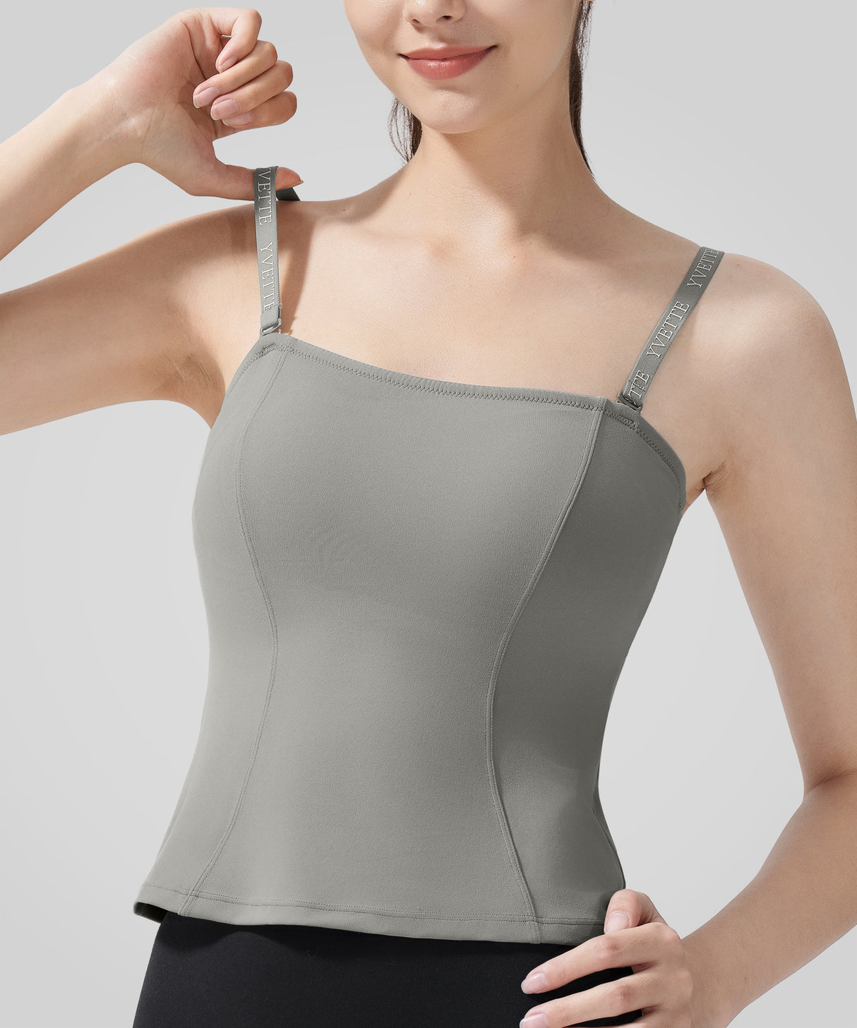 Justerbar yogalinne med tunna remmar och logotyp | Sport-bh med lätt stöd för kvinnor